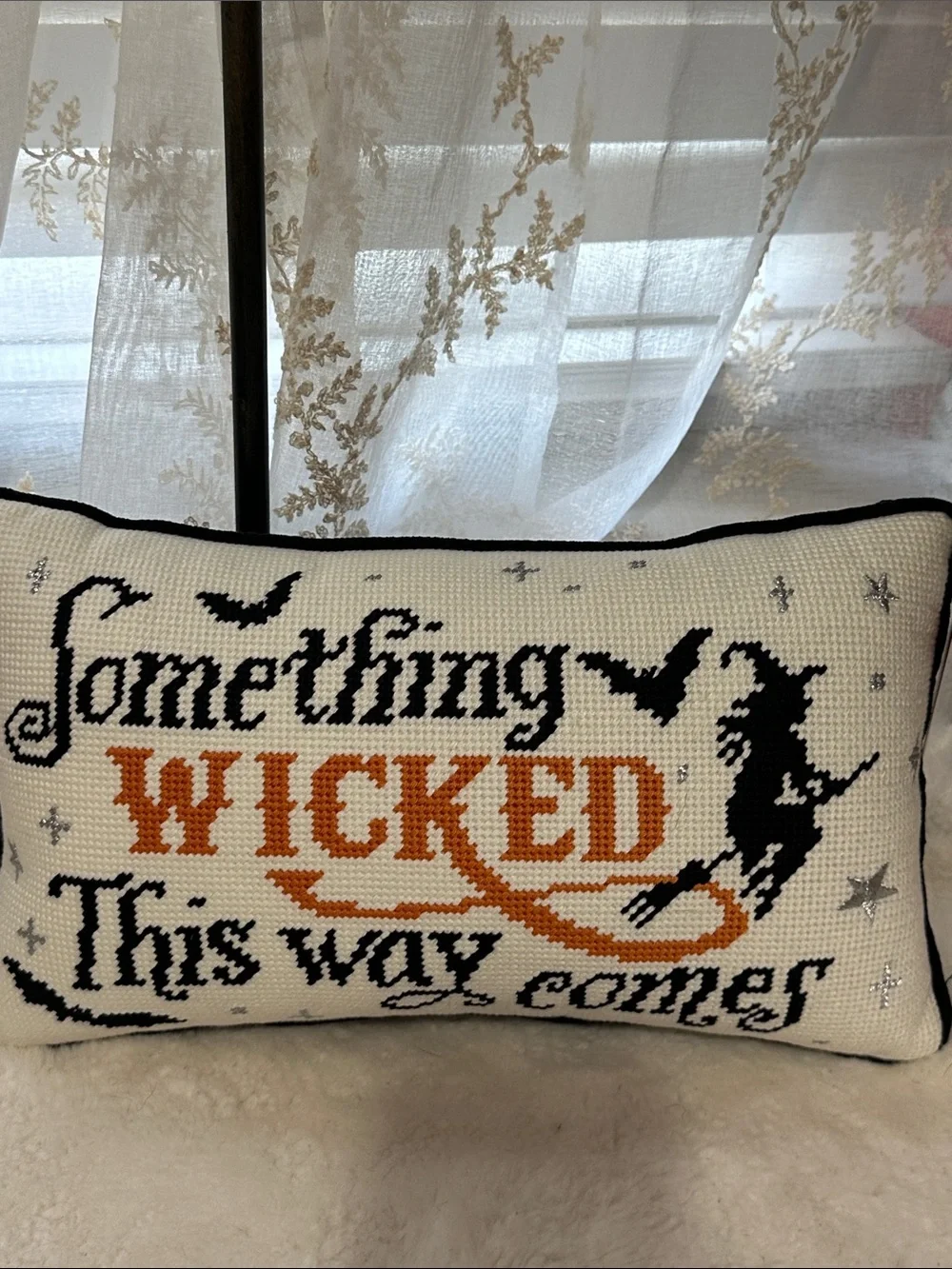 The farmhouse by Rachel Ashwell Halloween needlepoint pillow decor
